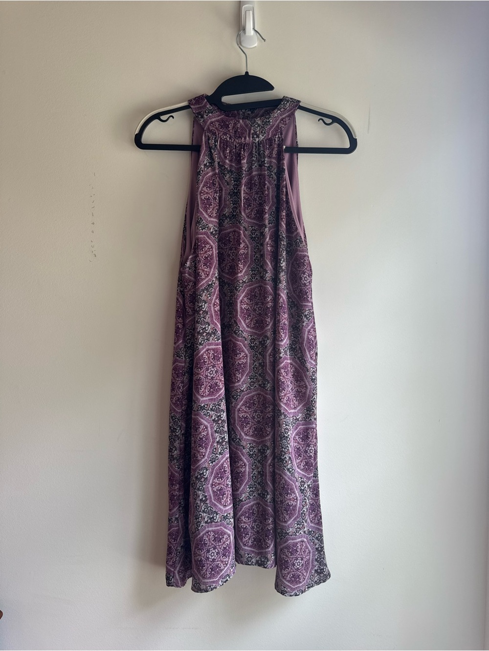 Sleeveless Purple Paisley Halter Dress